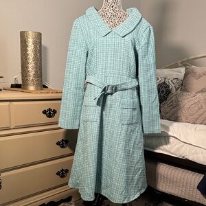 NWT Lian Yi Fang women’s Chic Textured tweed blue dress Sz:L